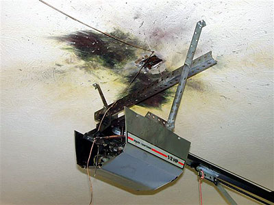 picture of a burned up garage door opener
